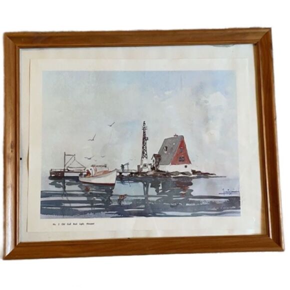 Paul Loring Old Gull Rock Light, Newport Matted and Framed Print - Picture 2 of 16